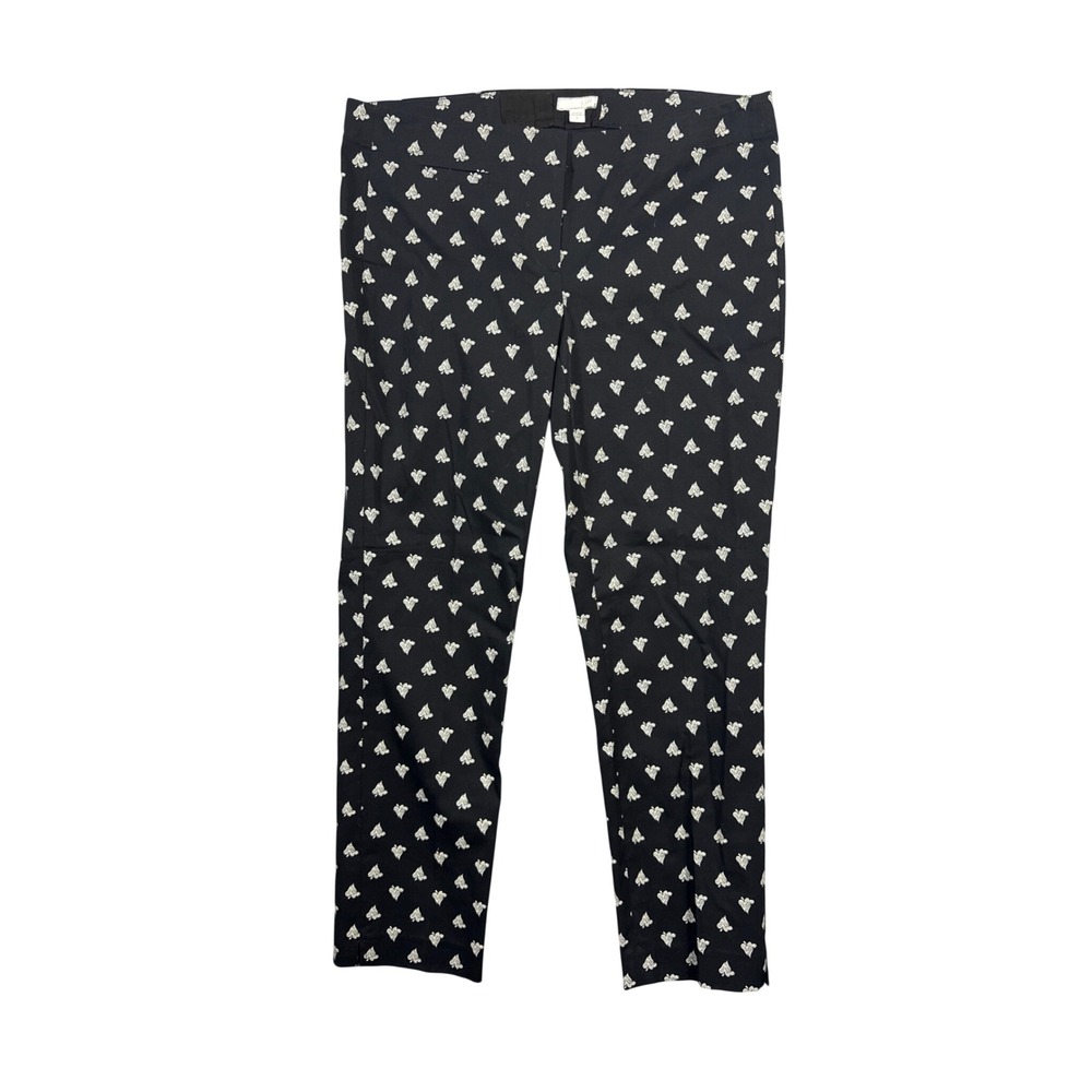 J. Jill Womens‎ 6 Black Paisley Spade Print Cotton Stretch Tapered Ankle Pants